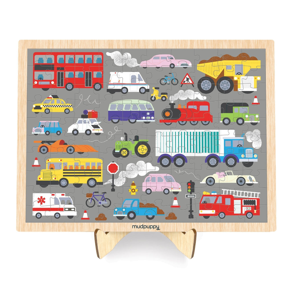 On the Move 100 Piece Wood Puzzle + Display - Mudpuppy
