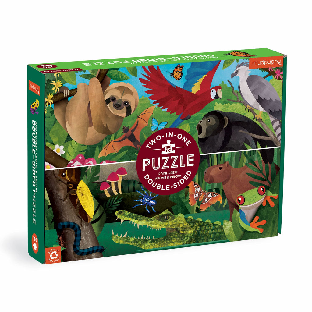 Rainforest Above & Below 100 Piece Double-Sided Puzzle - Mudpuppy