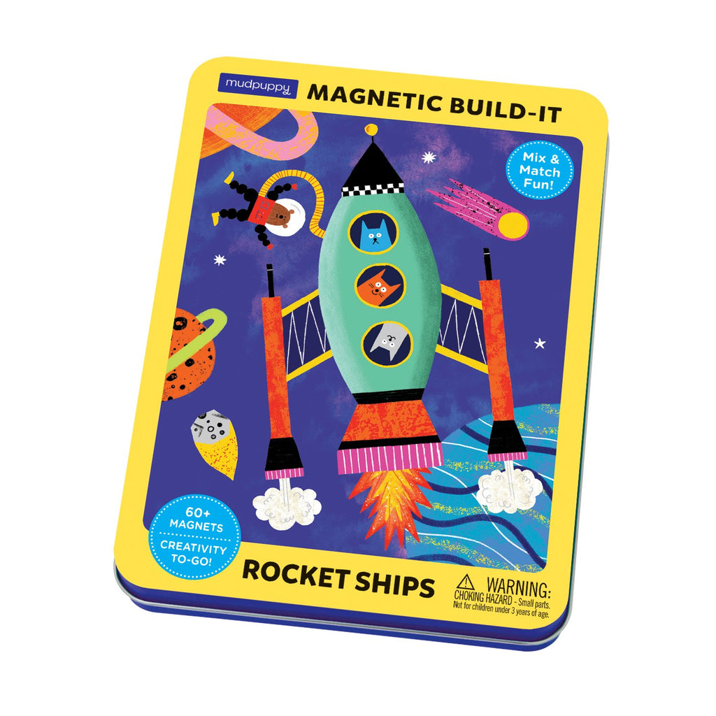 Rocket Ships Magnetic Build-it Magnetic Tin Playsets Mudpuppy 
