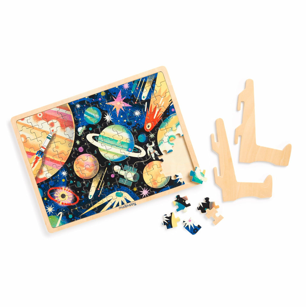 Space Mission 100 Piece Wood Puzzle + Display - Mudpuppy