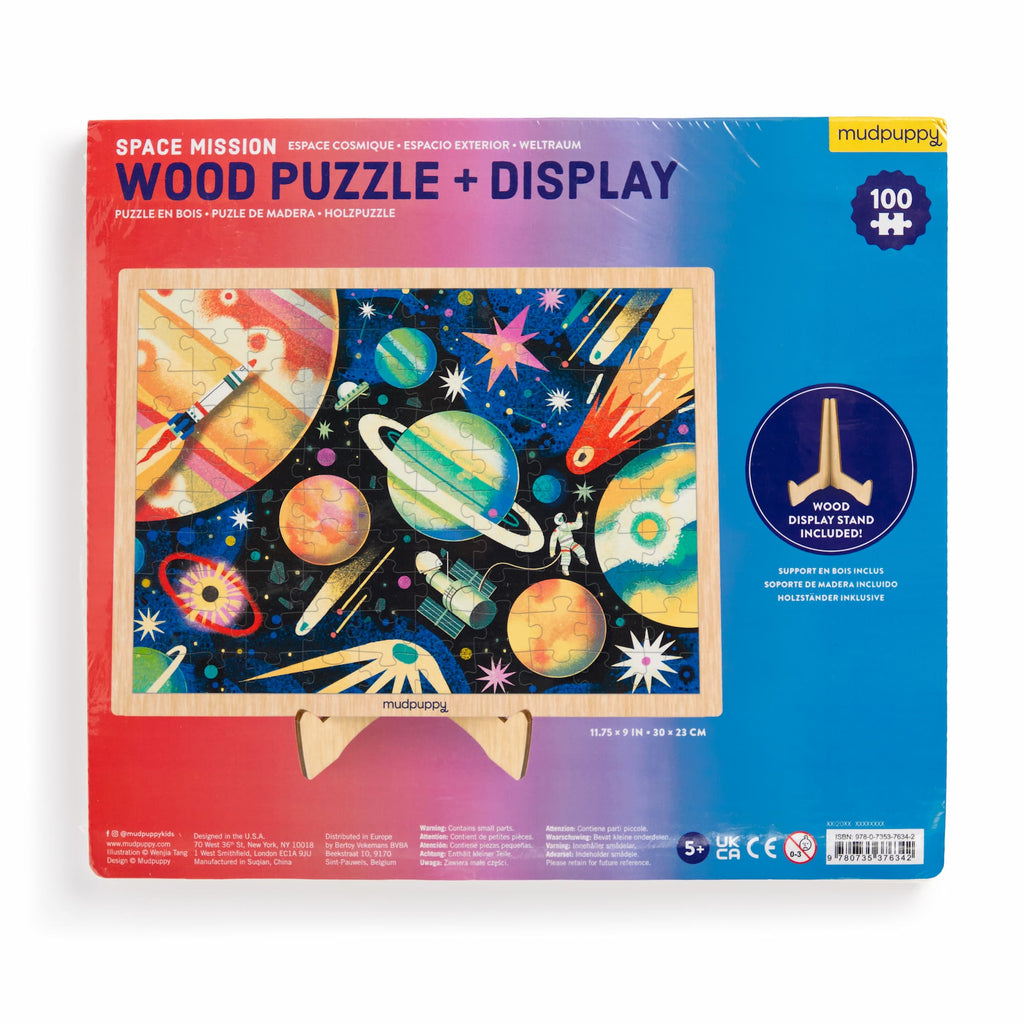 Space Mission 100 Piece Wood Puzzle + Display - Mudpuppy