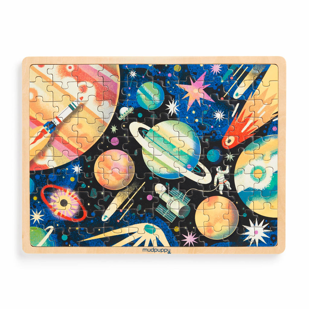 Space Mission 100 Piece Wood Puzzle + Display - Mudpuppy