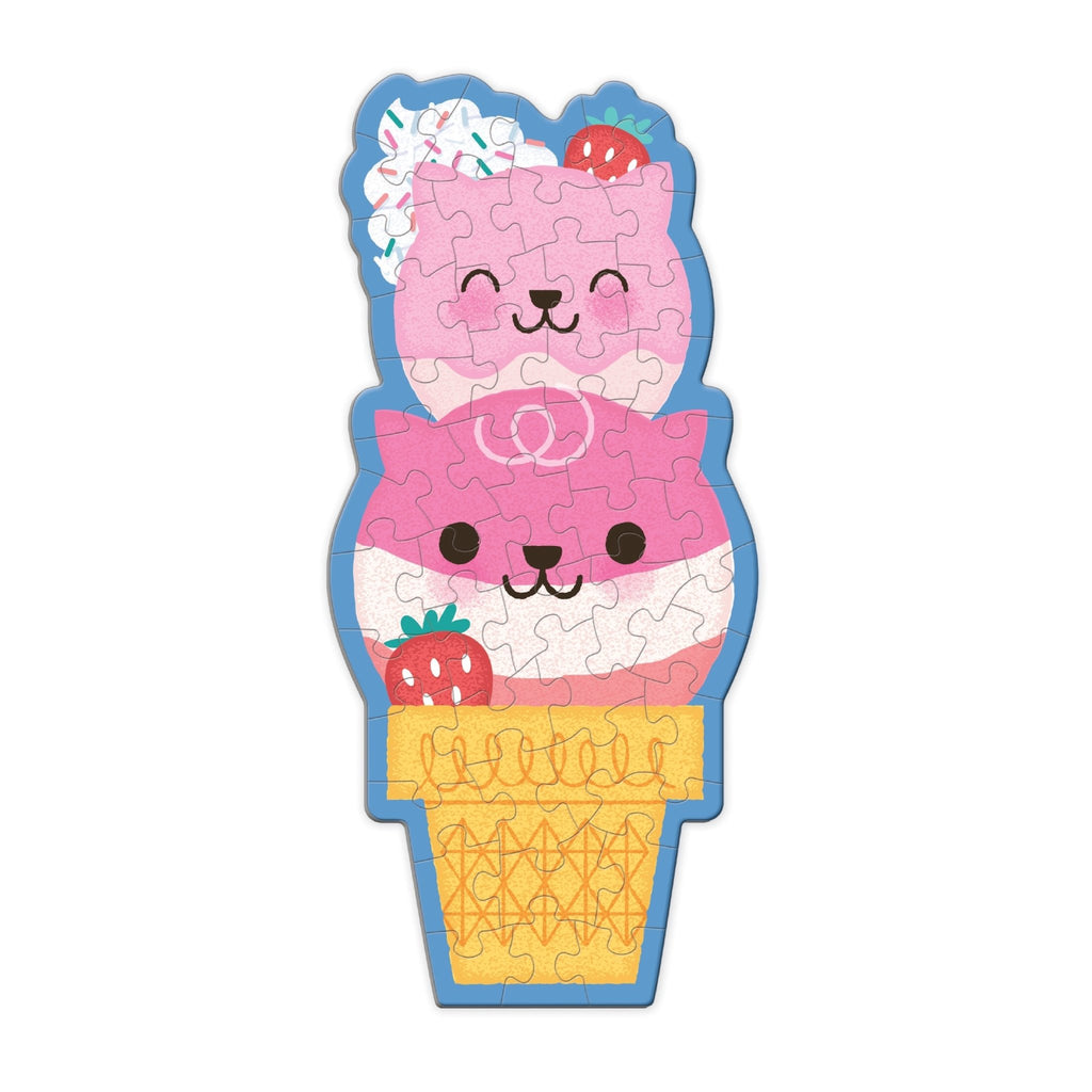 Strawberry Cat Cone 48 Piece Scratch and Sniff Shaped Mini Puzzle - Mudpuppy