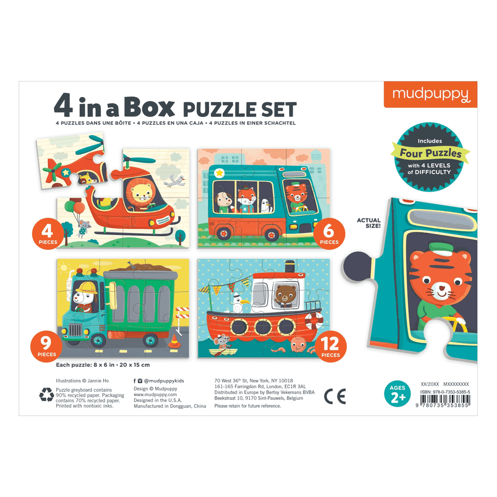 Transportation 4-In-a-Box Progressive Puzzle - Mudpuppy