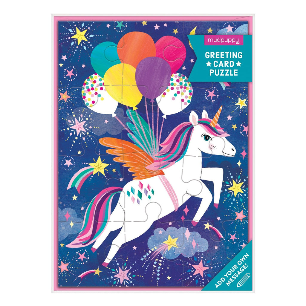 Unicorn Party Greeting Card Puzzle - Mudpuppy