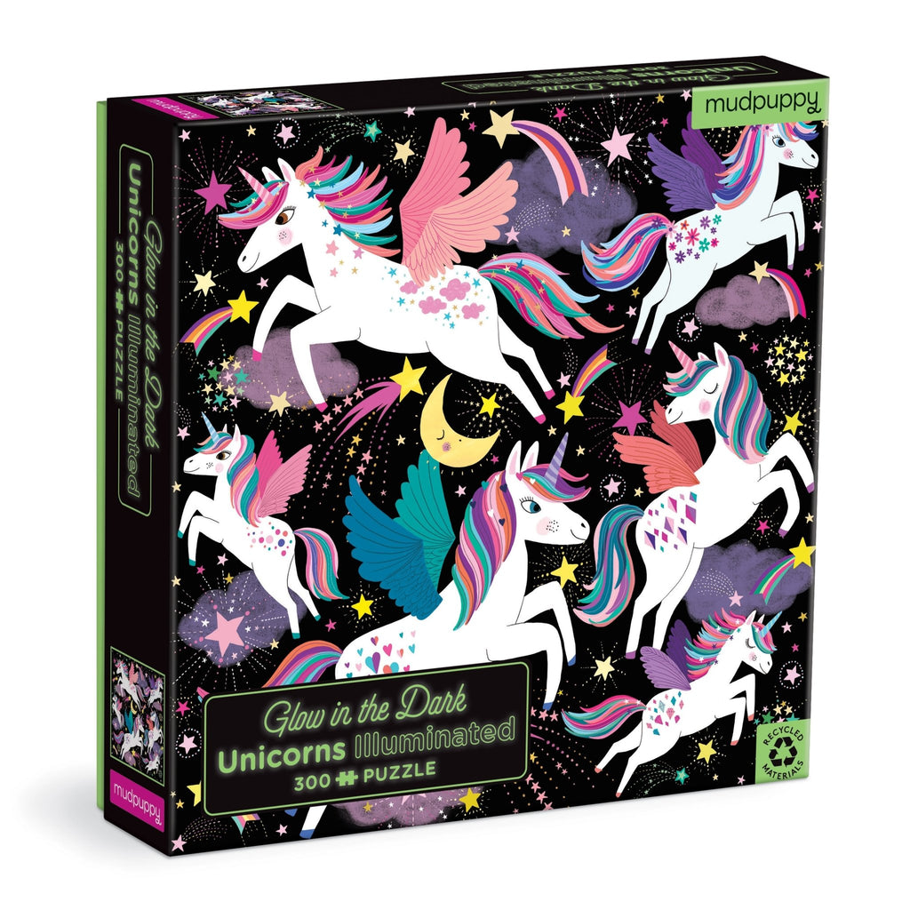 Unicorns Illuminated 300 Piece Glow in the Dark Family Puzzle - Mudpuppy