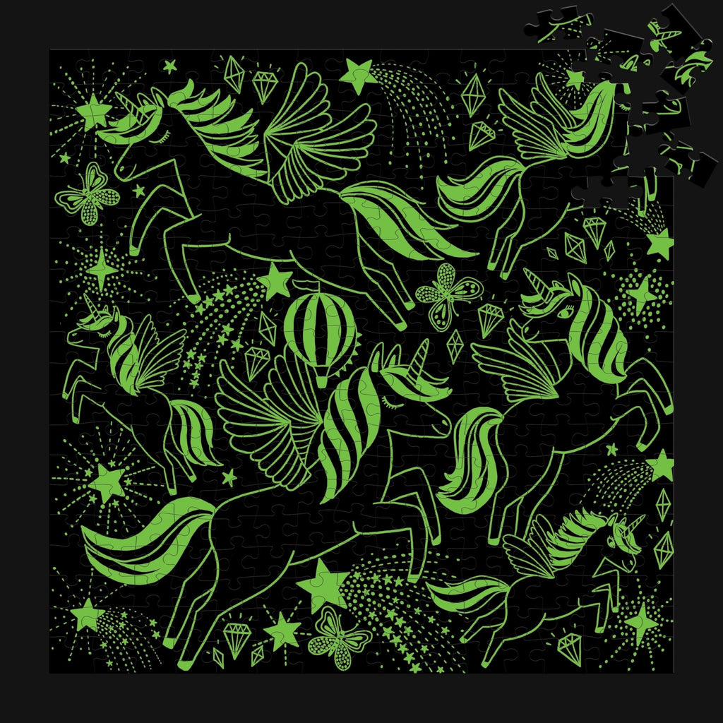 Unicorns Illuminated 300 Piece Glow in the Dark Family Puzzle - Mudpuppy