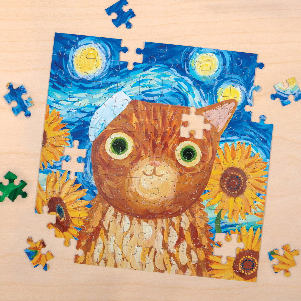 Vincat van Gogh Artsy Cats 100 Piece Puzzle Tin Artsy Cats Puzzle Tins Mudpuppy 